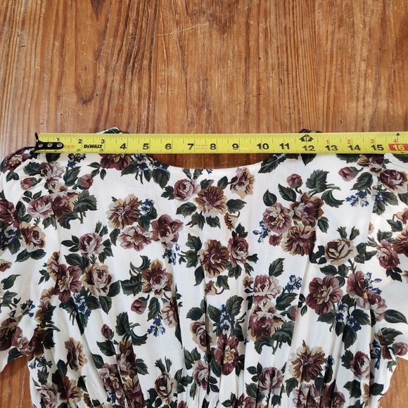 Vintage Be Smart Floral Dress Jr Size 5/6 Small Pearl Button Front 80s Milkmaid - Picture 3 of 12